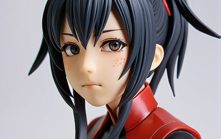 **Detailed Anime Figure Photography:** A close-up studio shot showcasing the intricate details of a modern anime figure. Focus on advanced painting techniques and 3D-printed elements, emphasizing the craftsmanship and emotional value of the character. Use a shallow depth of field to highlight specific features.